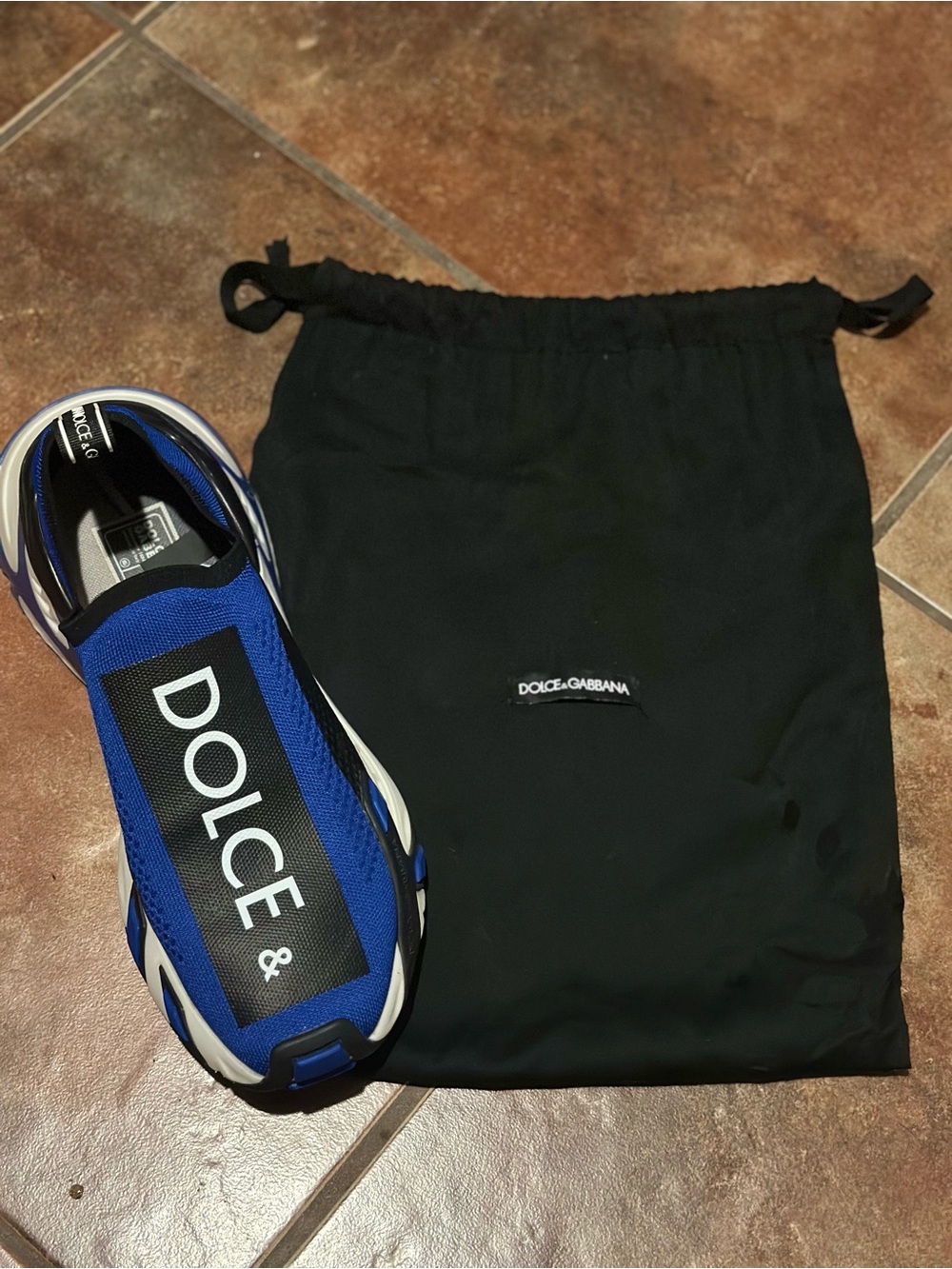Dolce & Gabbana Blue Black White Slip-On Sneakers - Picture 5 of 10